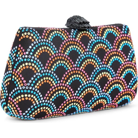 KURT GEIGER LONDON Rainbow Crystal Clutch + Removable Chain Shoulder Strap NWT - Picture 12 of 12